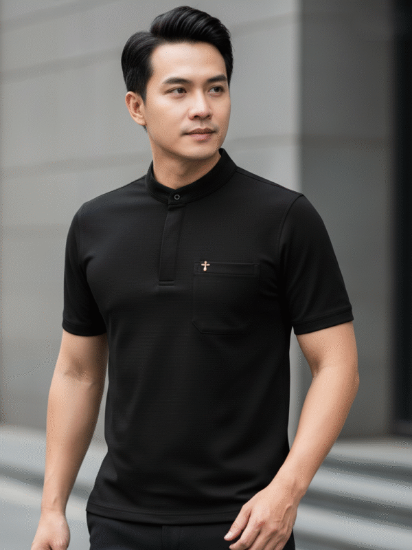 ÁO CỔ TRỤ THÊU THÁNH GIÁ - MÁT, NHẸ -CT